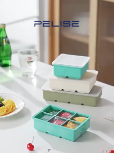 Pelise 6-Compartment Ice Cube Tray - Quick Pop-Out Stackable With Lid Food-Grade Silicone