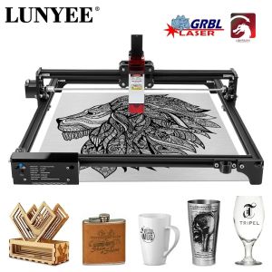 LUNYEE 4040 CNC Router Machine Laser Engraver 5.5W Laser GRBL Offline Control 3-axis All Aluminum Frame for Wood Metal Acrylic Carving Cutting Milling DIY 40*40CM