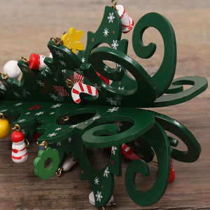 Handcrafted Wooden Christmas Tree Decoration-1pc 3D Tabletop Christmas Ornament With Hanging Accessories Festive Decor Gift