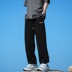 Loose Mens Casual Pants Spring Autumn Lightweight Breathable Sports Trendy Design Sweatpants Elastic Waist Straight Leg