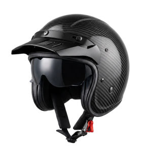 Vintage Cruise Carbon Fiber Three-Quarters Helmet Bluetooth Headset