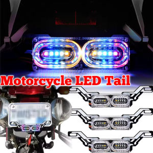 Universal Motorcycle LED Strobe Brake Light Waterproof Motorbike RGB Colorful Tail Light Flashing License Plate Light Turn Warning Lamp