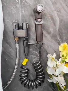 Bidet Spray Toilet Set with Sprayer Gun Dual-Control Dual-Outlet Angle Valve with High-Pressure Spray Gun for Bathroom