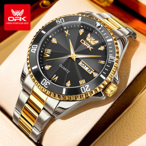 OPK Jam Tangan Pria Otomatis Dewasa 2025 Mode Kasual Bercahaya Kalender Dial Tali Jam Baja Tahan Karat