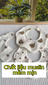Combo 5 Khăn Yếm Tròn Muslin Mềm Mại An Toàn Đáng Yêu Cho Bé