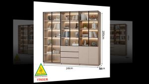 TỦ TRANG TRÍ PHÒNG KHÁCH BẰNG GỖ MDF CÁNH KÍNH TTK313(2) - NỘI THẤT LẮP RÁP VIENDONGADV