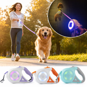 Loveland Pet Retractable Dog Leash 3M 5M Nylon Traction Rope with LED Light Durable Automatic Extension Cat Leash Dog Lead for Pet Outdoor