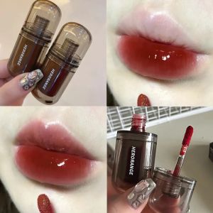 6 Colors Mirror Lip Gloss Waterproof Jelly Moisturizing Liquid Lipstick Nude Dark Brown Red Watery Lip Glaze