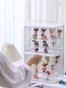 Transparent storage box organizer for fingures Blind Box Showcase Acrylic box Dolls 3 Tier Riser Stand case
