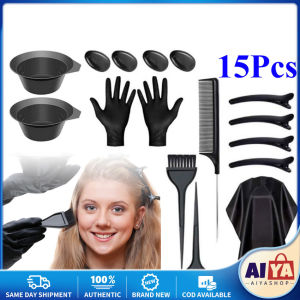 ★Same Day Shipping★ 15pcs/set Hair Color Dye Bowl Comb Brushes Tool Kit Set Tint Coloring Dye Bowl Comb Brush Twin Headed Brushes Dyeing Cape Kits DIY-Hair-Coloring-Kit