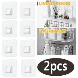 2PCS Transparent Self-Adhesive Free Punching Wall Hanging Hook Seamless Multifunctional Photo Hook Home Kitchen Bathroom Storage Rack Storage Hook