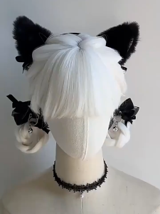 Long white hair all-purpose anime cosplay natural air simulation bangs long straight hair daily full head set style