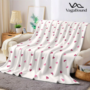 Pink Hearts Flannel Blanket Warm Soft Halloween Christmas Decorative Couch Warm Cozy All-Season Gift