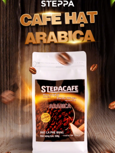 Cà phê hạt rang ARABICA rang mộc nguyên chất. STEPPACAFE. túi 500g