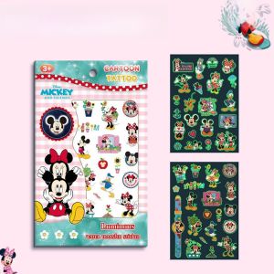 Disney Mickey Mouse Nail Art Stickers Waterproof Finger Print Tattoos Cute Cartoon Design Watch Pattern Transfer Stickers