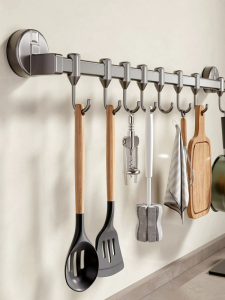 Kitchen Suction Cup Hook Powerful No Drilling Spoon Pan Holder Drain Wall Mounted Storage Rack Aluminum Alloy Stainless Steel