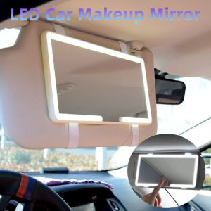 LED Car Sun Visor Vanity Mirror with Lights 3 Light Modes Rechargeable Dimmable Touch Control Travel Makeup Mirror Girls Gift