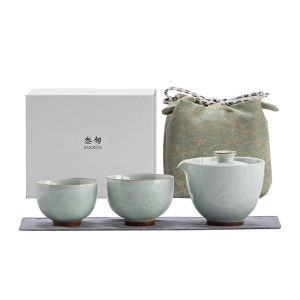 SANXUN | Portable Ceramic Travel Tea Set 1 Pot 2 Cups