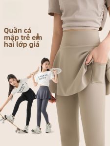 MiiOW | Quần dài hai mảnh giả cho trẻ em Quần cá mập mùa xuân thu Quần áo thể thao co giãn nhanh khô cho bé gái Quần dài thường ngày