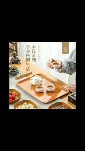 HNKMP | ★Creative Imitation Wood Plastic Snack Plate Vinegar Dish Home Sushi Breakfast Dried Fruit Snack Tray Bone Spitting Dish