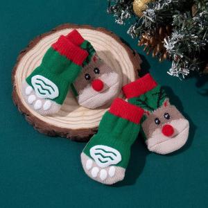 Dog Socks Non-Drop Outdoor Cat Foot Covers Anti-Scratch Pet Gadgets Puppy Shoes Dirt-Resistant Cute Smiley Pattern Universal Size