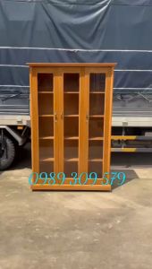 TỦ HỒ SƠ 3 CỬA KÍNH GỖ SỒI CAO CẤP - TỦ ĐỰNG RƯỢU GIA ĐÌNH- FREESHIP