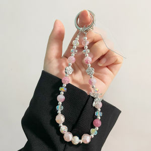 Alloy Butterfly Phone Chain Short Clear Ins Simple Style Keychain Chain Crystal Handmade Beaded Bag Pendant