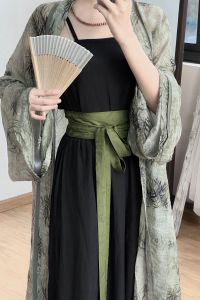 New Chinese Style Womens Hanfu Song Dynasty Long Shirt Loose Summer Fashion Polyester Composite Fiber Traditional Costume