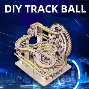 3D Wooden Puzzle Mechanical Ball Bearing Track Set - DIY Assembly Model Building Kit STEAM Educational Toy for Birthday Gifts