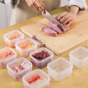 10pcs Refrigerator Drain Fresh-keeping Box Frozen Meat Storage Box Food Sealed Storage Box Meat and Egg Storage Box Refrigerated Food Fresh Box Seasoning Box