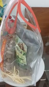 Túi mica trong suốt đựng quà tết giỏ quà size 25x28_tặng kèm nơ và giấy trang trí