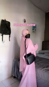 (Free Cadar) Couple Set Gamis Syari Ria Ricis bahan crepe premium