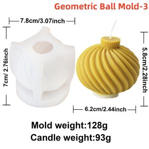 Geometric Ball Candle Silicone Mold 3D Embossed Round Ball Candle Aromatherapy Plaster Mold DIY Christmas Ball Mold Home Decor