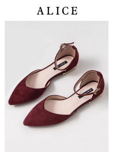 Flat Bottom Pointed Toe Single Strap Hollow out Womens Shoes Versatile Spring Fairy Tale Wedding Shoes Maidsmaids Footwear