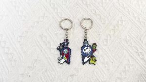 Bandai | the Nightmare before Christmas Keyrings - Cartoon Heart Sally & Jack Skellington Key Chains - Friends Backpack Ornament