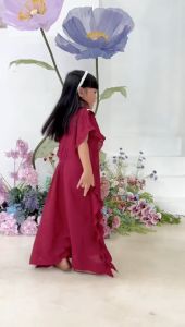 Kaftan Anak Amara Lucuna Junior Warna Maroon Size 2-10 THN