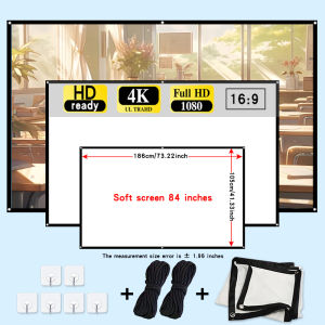 84 inch projection screen with rope. Suitable for office meeting rooms home theaters outdoor camping etc.