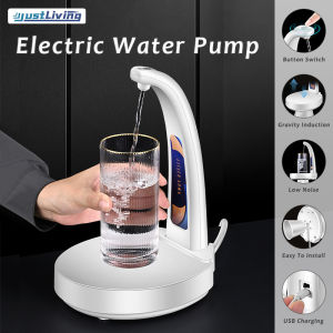 JustLiving 1PC Electric Water Dispenser Pump Drinking Fountain Barreled Water Pump Tray Automatic Water Dispenser Portable Water Pump Water Drinking Fountain USB Charging Intelligent Vertical Pressure Sensor Water Dispenser