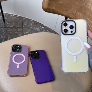 High Quality Magnetic Absorption Phone Case Deep Purple Pink for iPhone 15 pro Max Apple Magsafe Protective Hard Shell Ins Style