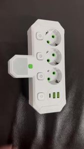 Ổ Cắm Điện EU Đa Năng Với 3 Ổ AC 2 Cổng USB 1 Cổng Sạc Type-C Có Tiếp Địa Tiêu Chuẩn Cho Thiết Bị Điện Gia Dụng