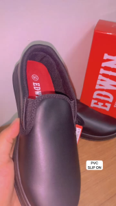 Edwin Kasut Sekolah Hitam PVC / Black School Shoe PVC SLIP ON EW3010