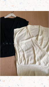 【READYSTOCK】V neck knit top korean blouse casual top women blouse