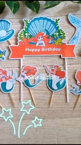 Topper Cake Custom Nama Mermaid / Putri Duyung untuk Dekorasi / Hiasan Kue Ulangtahun
