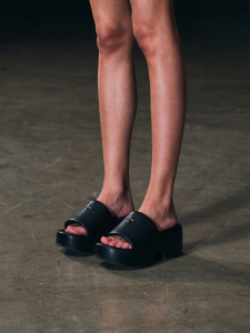 SMFK | Stable High-Heeled Slippers Black and White Thick Soles
