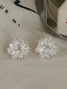 Shuangjiang Design Sparkling Firework 925 Silver Earrings Women Elegant Holeless Incense Tray Clip-Ons Fashion Jewelry