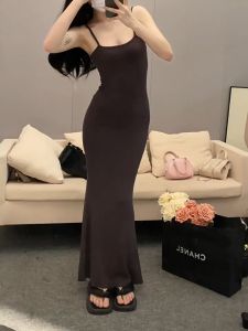 Dress Panjang Dress Wanita DS-7232 Gaun Party Bodycon Sling Slim-fit Sleeveless Narrow-Waisted
