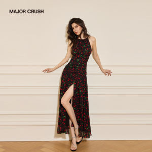 Vintage Neck-Hanging Slim Fit Floral Dress
