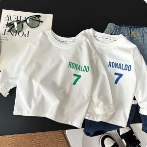 Loose Long Sleeve Base Shirt for Kids Baby Fashionable Versatile Spring Autumn New Style Boys T-Shirt Top Cotton Polyester Blend