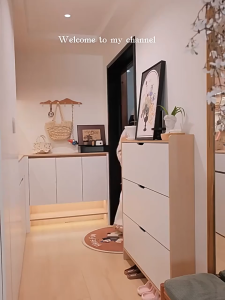 Ultra-thin household door flip shoe cabinet storage cabinet integrated against the wall simple small