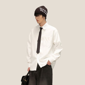 Cleanfit American Style Long Sleeve Casual Shirt for Men White Inner Wear Base Layer Boys Shirt Loose Fit Youth Fashion